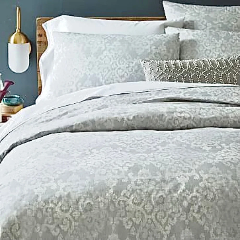 West Elm Gray Organic Scroll Arabesque Print Standard Sham